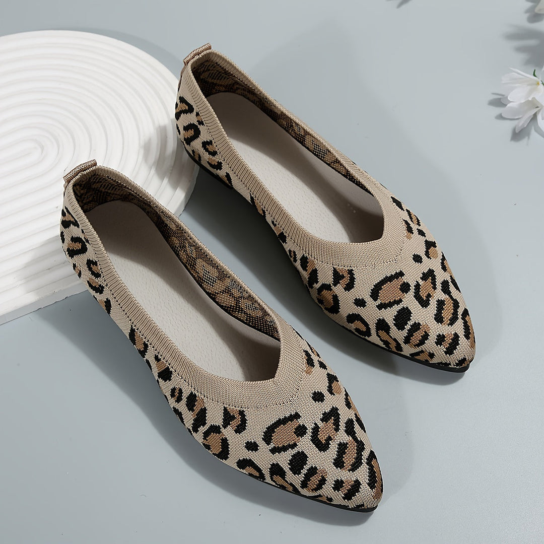 Heidi-Mode | Damen Leopard Ballerinas Punktschritt Auf Licht Ramin