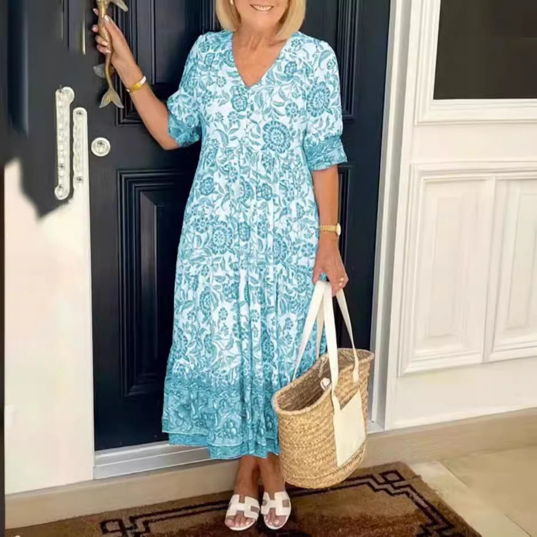 Heidi Mode | Kleid mit V-Ausschnitt und Print in Übergröße