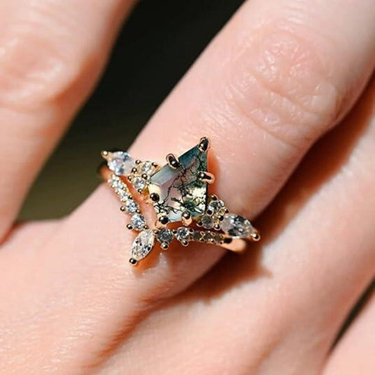 Grüner Moosachat Ring