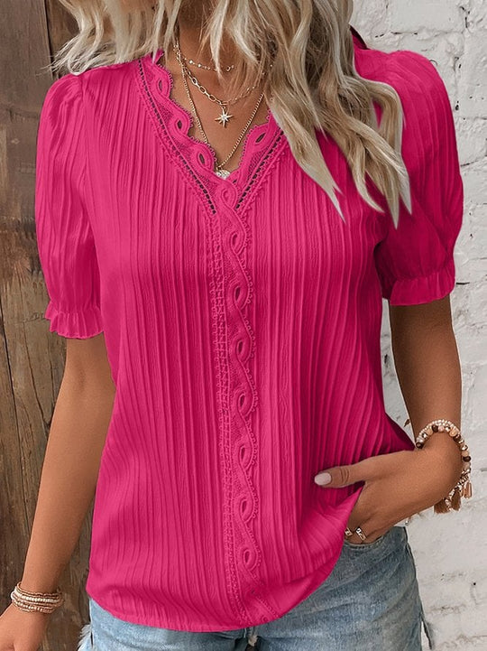 Heidi-Mode | Elegante Bluse mit Spitze und Falten Design