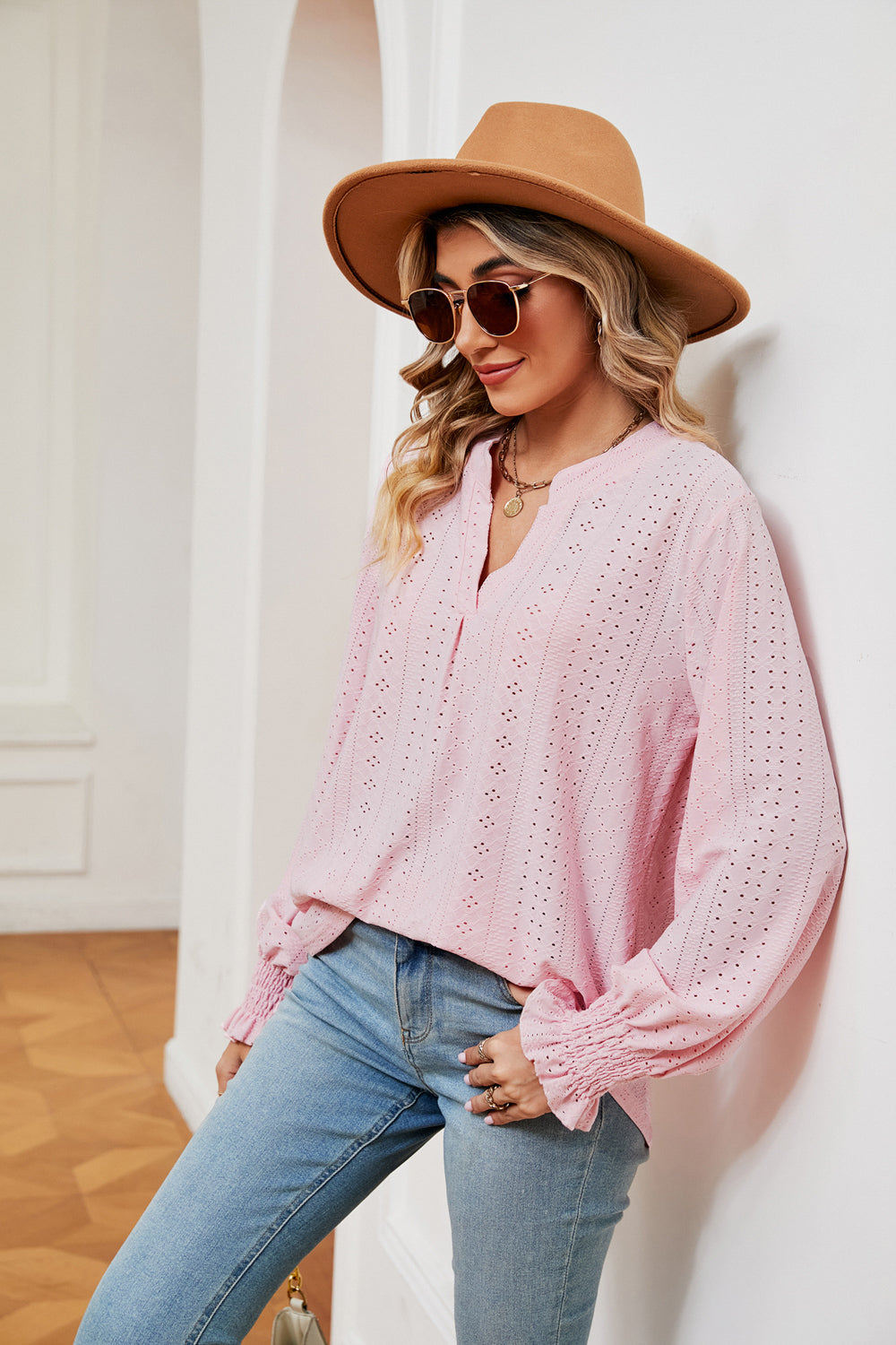 Heidi-Mode | Notchkragen Volant Ärmel Bluse