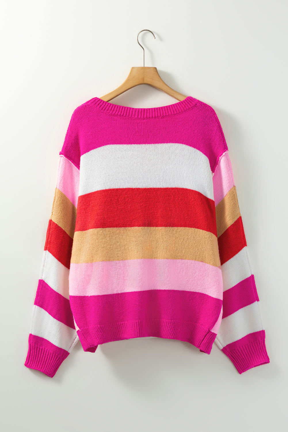 Roter Mix Horizon Stripes Pullover Mit Dolman-Ärmeln