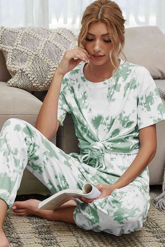 Heidi-Mode | Tie-Dye T-Shirt und Drawstring Taille Jogginghose Lounge Set
