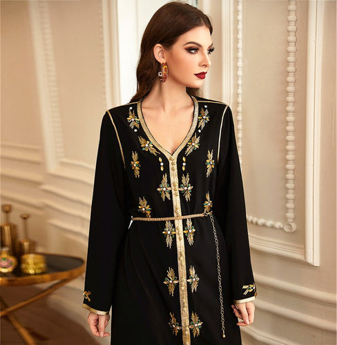 Heidi-Mode | Handgenähte Strass Frauen Kaftan Caftan Kleid