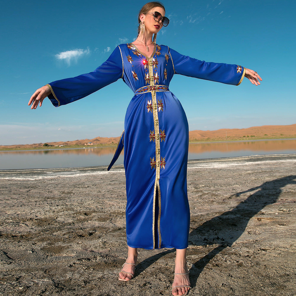 Heidi-Mode | Eid Kleid Arab Dubai Handgenäht Rhinestone Kaftan Kleid für Damen