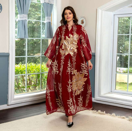 Heidi-Mode | Eid Luxus Kaftan Kaftan Kleid Jalabiya mit Pailletten Bestickt