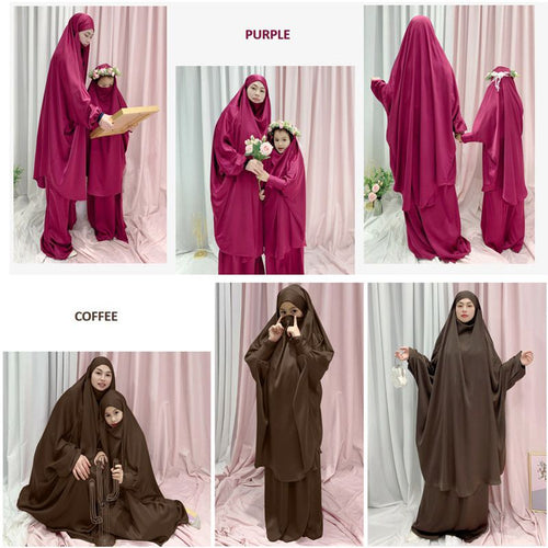 Heidi-Mode | Muslimische Frauen Gebet Kleid Jilbab Mantel Mutter und Tochter Mädchen Matching Outfits