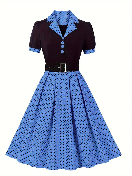 Heidi-Mode - Stilvolle Herbst Vintage Kleid mit Polka Dots für Frauen