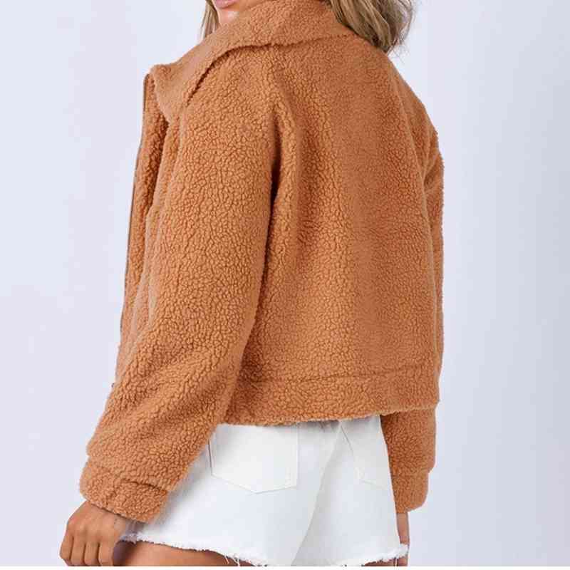 Heidi-Mode | Langarm Kragen Sherpa Jacke