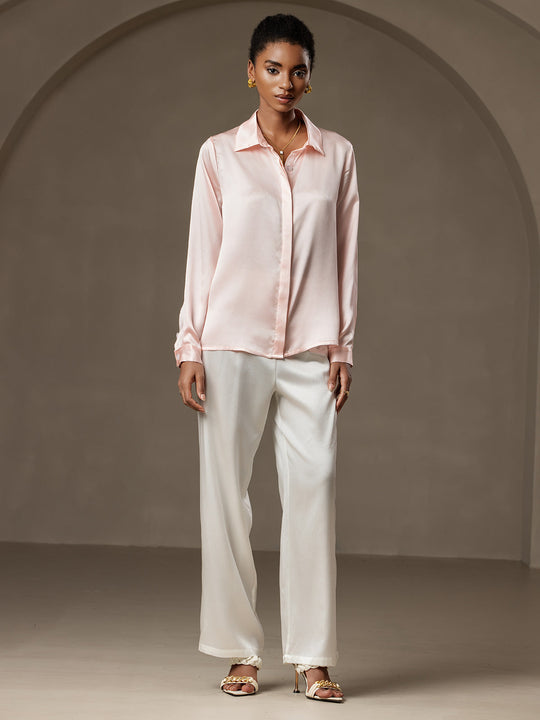 Heidi-Mode | Damen Klassische Seide Langarmshirt