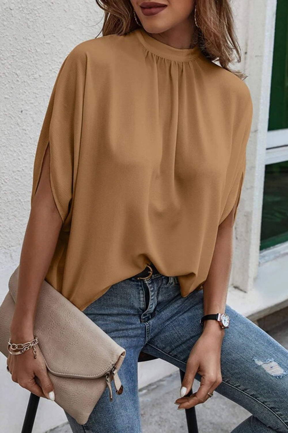 Heidi-Mode | Bindeback Schlitz Halbarm Bluse