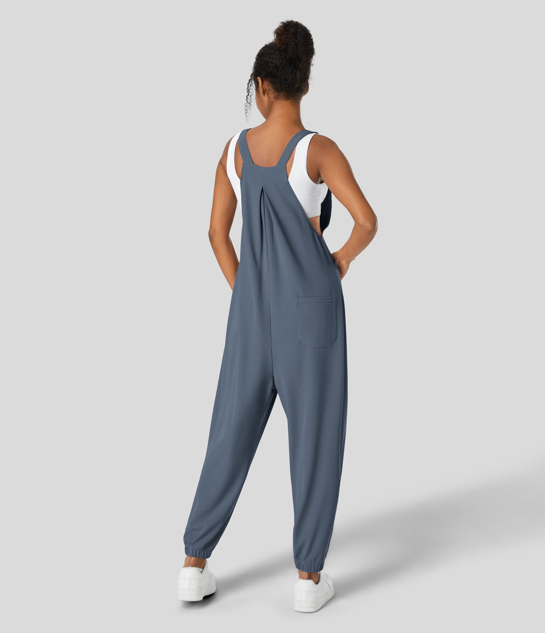 jumpsuit Mit Verstellbarem Gürtel Und Knöpfen, Mehreren Taschen Und Waffelmuster