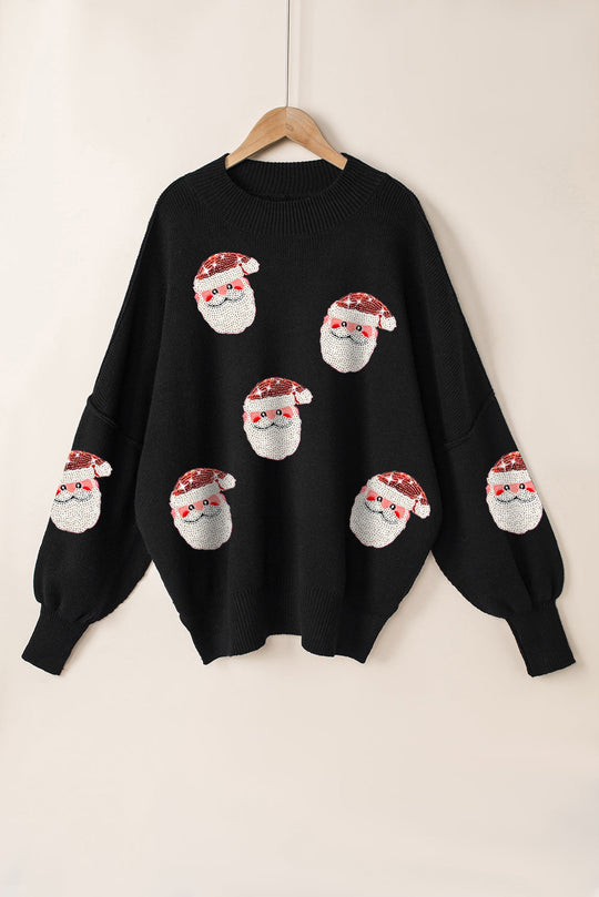 Pailletten-Weihnachtsmann-Pullover Mit Läuferärmeln