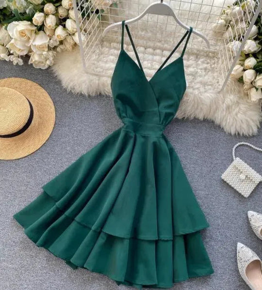 Heidi-Mode | Damen kurzes Kleid mit Schleife auf der Rückseite