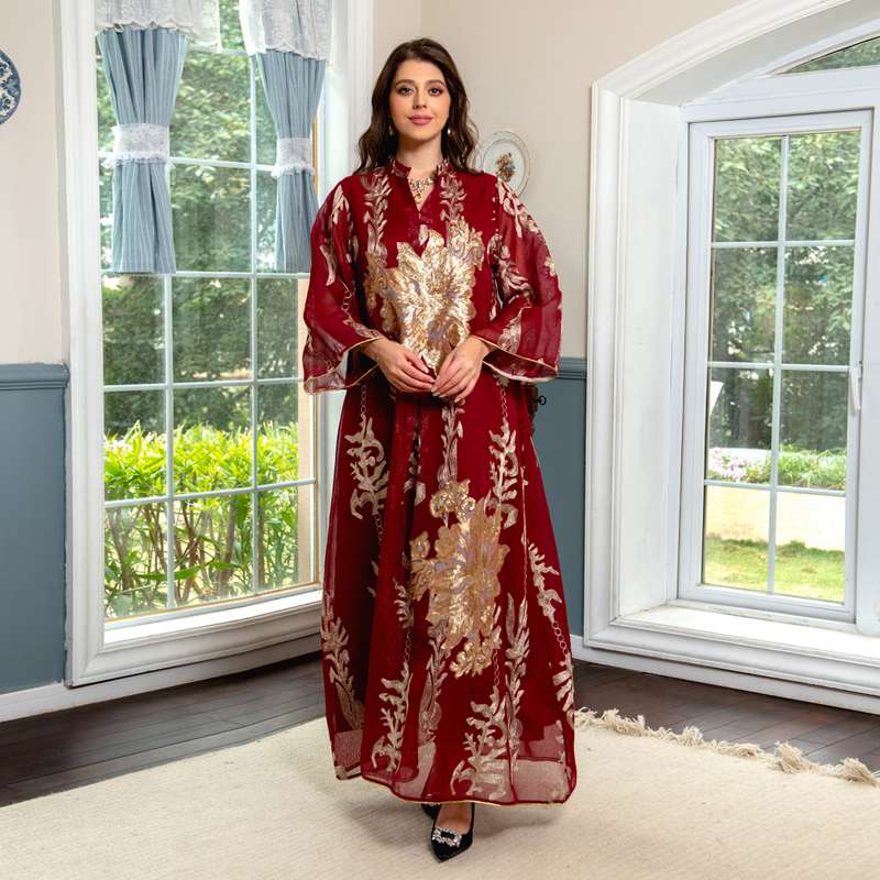 Heidi-Mode | Eid Luxus Kaftan Kaftan Kleid Jalabiya mit Pailletten Bestickt