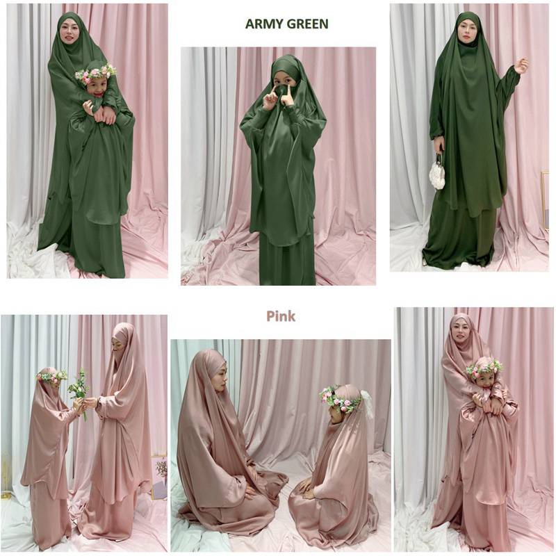 Heidi-Mode | Muslimische Frauen Gebet Kleid Jilbab Mantel Mutter und Tochter Mädchen Matching Outfits