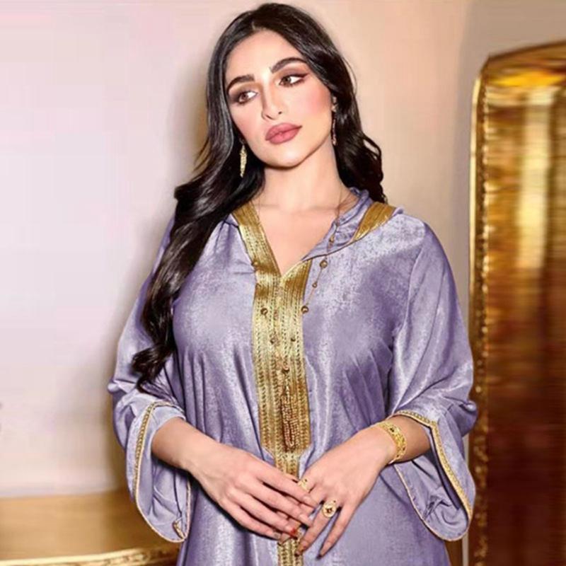 Heidi-Mode | Kapuze Samt Frauen Kaftan Kleid Jalabiya Jalaba