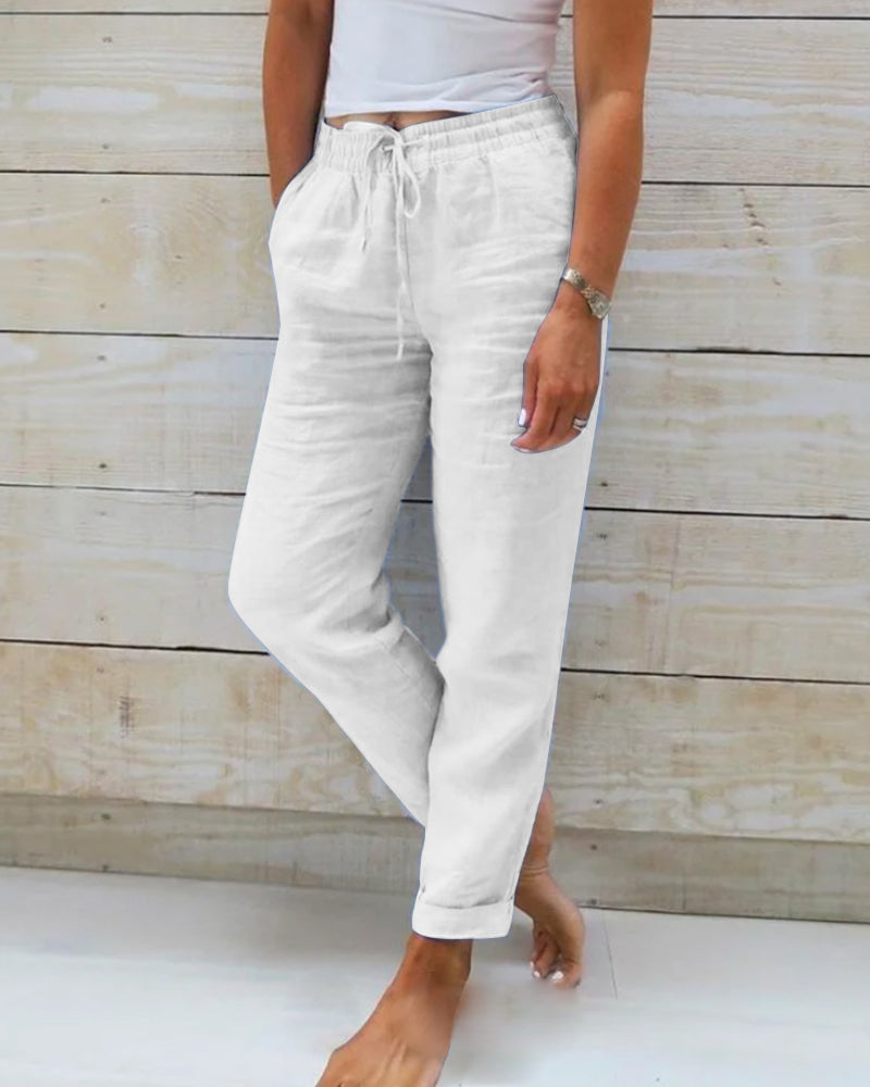 Heidi-Mode | Baumwoll-Leinen-Elastische Hose