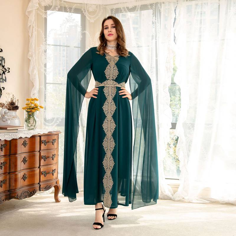 Heidi-Mode | Mittelöstlich Arabisch Chiffon Dolman Ärmel Frauen Kaftan Kleid