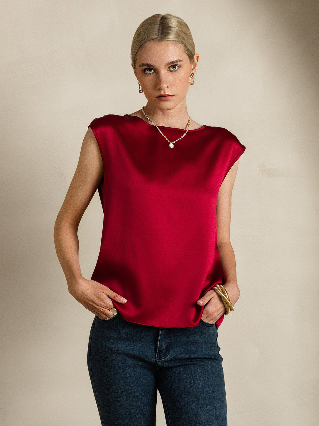 Heidi-Mode | Seiden Kapuze Ärmel Bluse