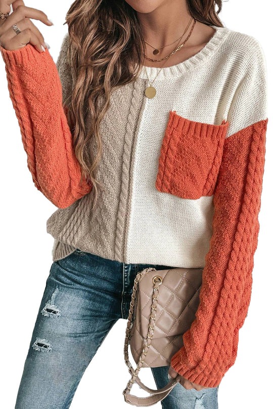 Flame Colorblock Pullover Mit Aufgesetzten Taschen Und Schultertaschen