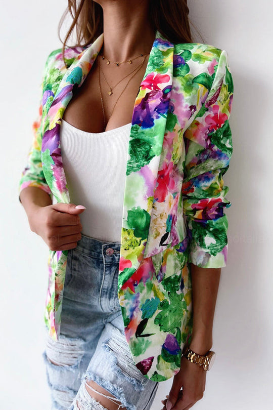Heidi-Mode | Freie und Echte Florale Revers Freizeitanzug Blazer