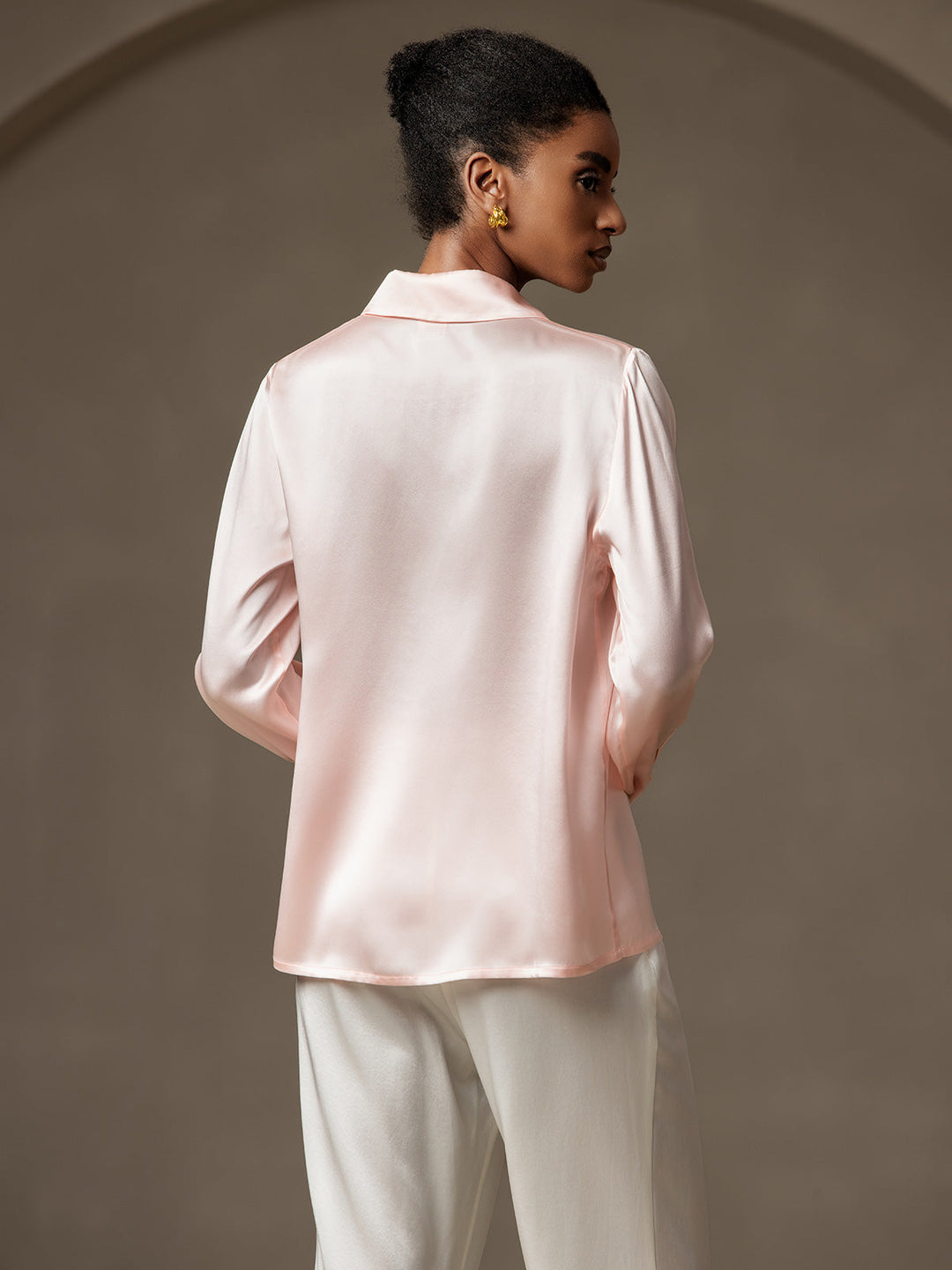 Heidi-Mode | Damen Klassische Seide Langarmshirt