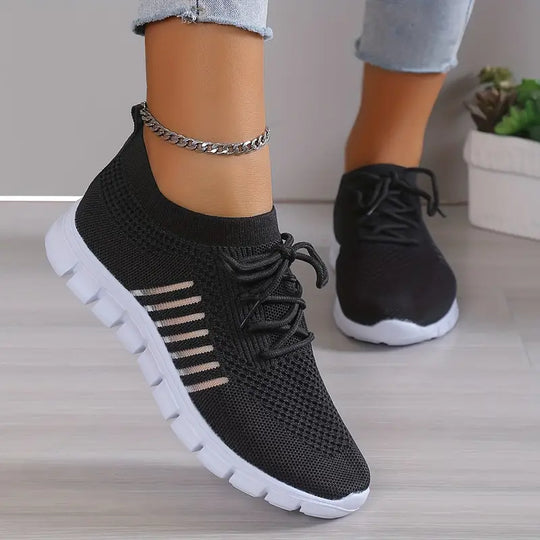 Heidi-Mode | Atmungsaktive Schnürsenkel Knitfit Sneakers für Laufen