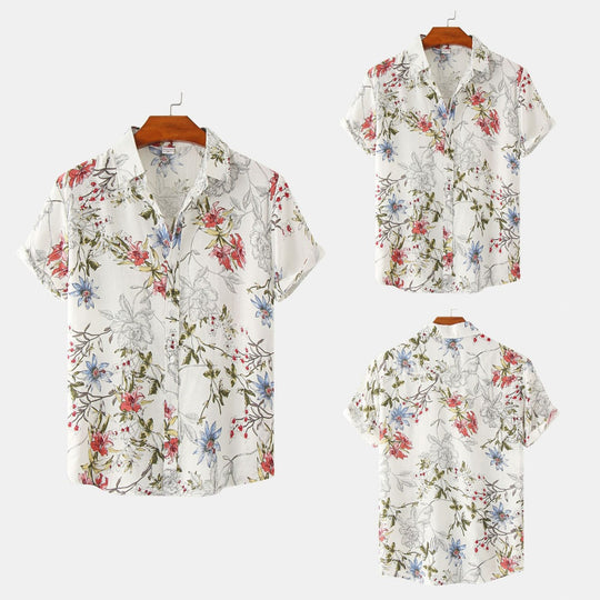 Heidi Mode | Floral kurzärmeliges Blumenhemd Männer