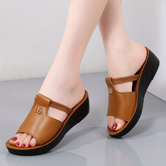 Heidi-Mode | Damenschuhe mit Keilabsatz: Bequem, Offen, Sommer, Slip-On-Design, Modisch