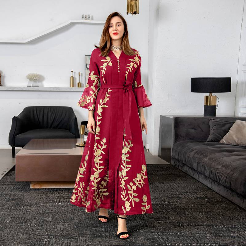 Heidi-Mode | Bestickte Abendkleid Kaftan Kleid Frauen Caftan