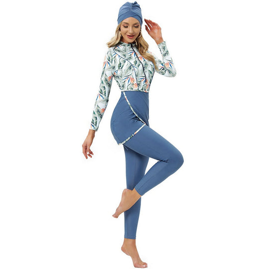 Heidi-Mode | 3 Stück Set Badebekleidung Badeanzug Burkini Badeshorts