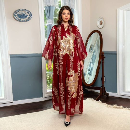 Heidi-Mode | Eid Luxus Kaftan Kaftan Kleid Jalabiya mit Pailletten Bestickt