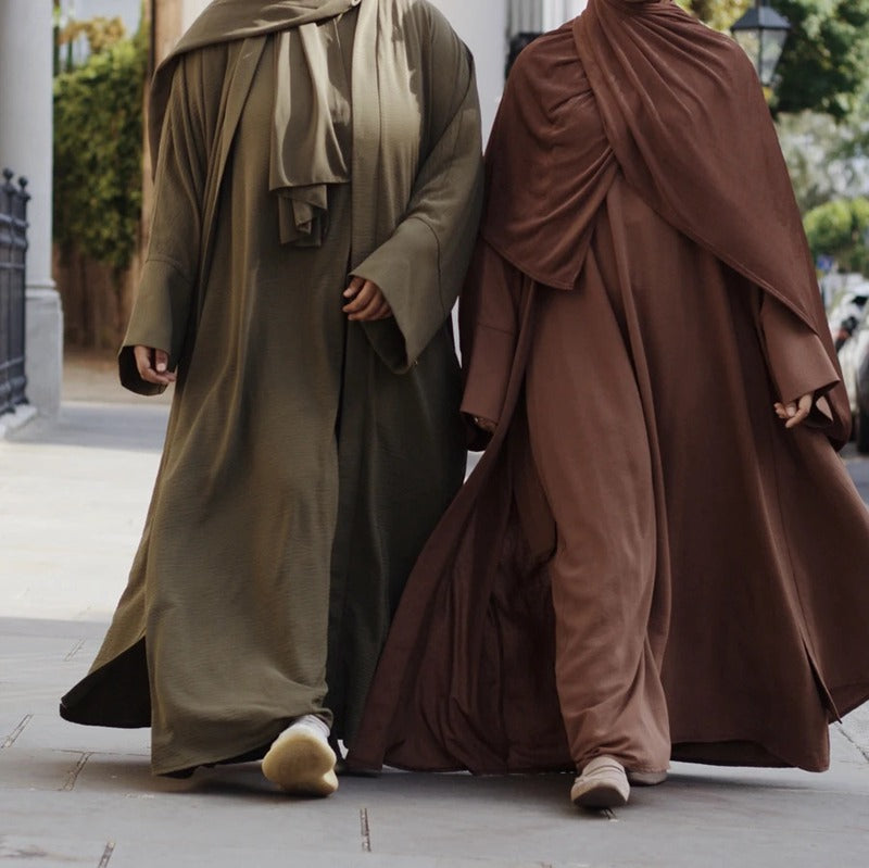 Heidi-Mode | 3 Teile Set Abaya Kleid Arabische Frauen Kleidung Anzug Ohne Abaya, Innenkleid und Scharf