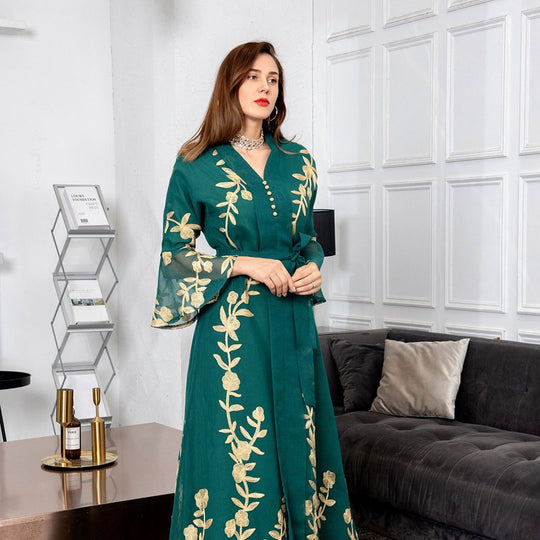Heidi-Mode | Bestickte Abendkleid Kaftan Kleid Frauen Caftan
