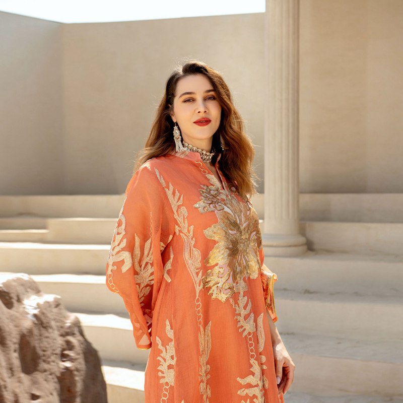 Heidi-Mode | Eid Luxus Kaftan Kaftan Kleid Jalabiya mit Pailletten Bestickt