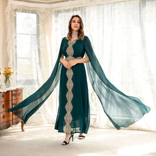 Heidi-Mode | Mittelöstlich Arabisch Chiffon Dolman Ärmel Frauen Kaftan Kleid