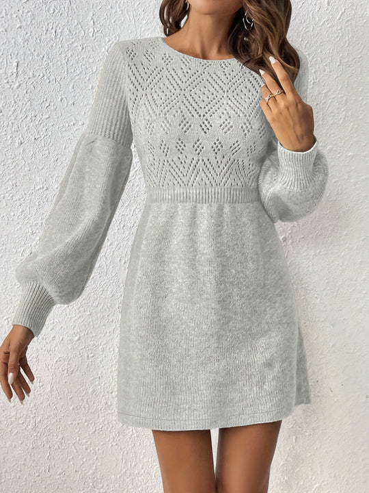 Heidi-Mode | Elegante Strick Augen Kleid mit Eingeschränkter Taille für Frauen