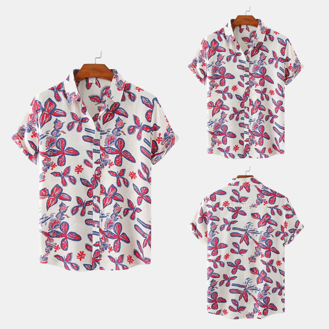 Heidi Mode | Floral kurzärmeliges Blumenhemd Männer