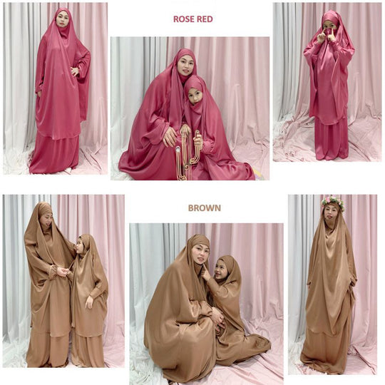 Heidi-Mode | Muslimische Frauen Gebet Kleid Jilbab Mantel Mutter und Tochter Mädchen Matching Outfits