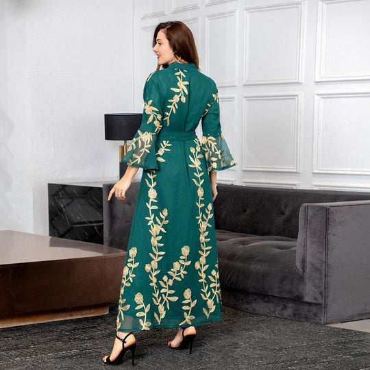 Heidi-Mode | Bestickte Abendkleid Kaftan Kleid Frauen Caftan