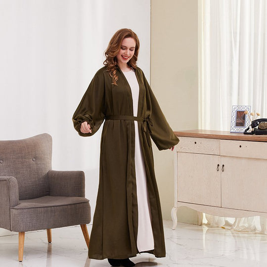 Heidi-Mode | Puffärmel Offene Abaya Kleid für Muslimische Frauen