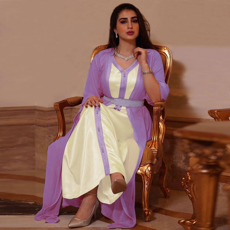 Heidi-Mode | Eid 2-Teiliges Set Frauen Kaftan Kleid Naher Osten Arabisch
