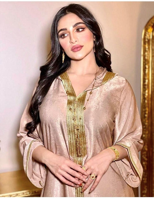 Heidi-Mode | Kapuze Samt Frauen Kaftan Kleid Jalabiya Jalaba