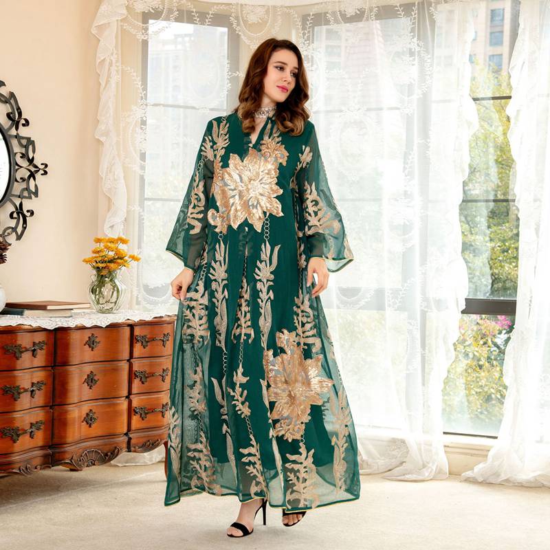 Heidi-Mode | Eid Luxus Kaftan Kaftan Kleid Jalabiya mit Pailletten Bestickt