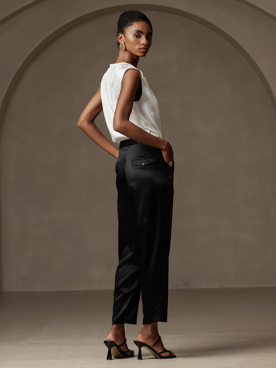 Heidi-Mode | Seiden Kappenärmel Halskragen Tanktop Bluse