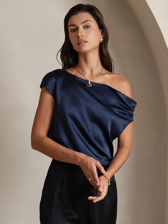 Heidi-Mode | Seiden Chic Ein Schulter Bluse
