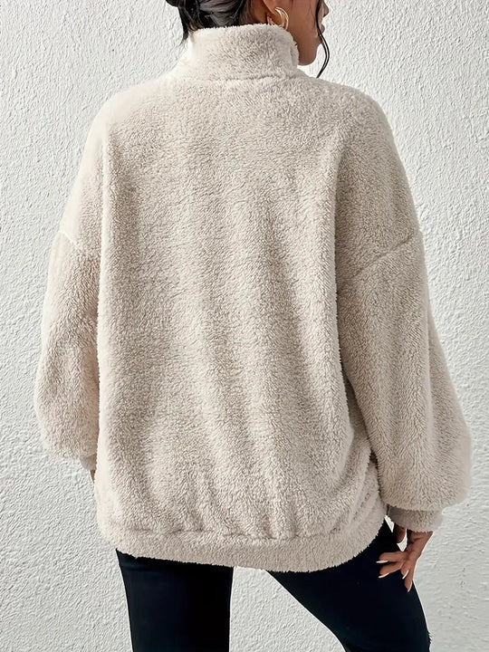 Lässiges, bequemes Plüschpullover-Sweatshirt mit Tasche