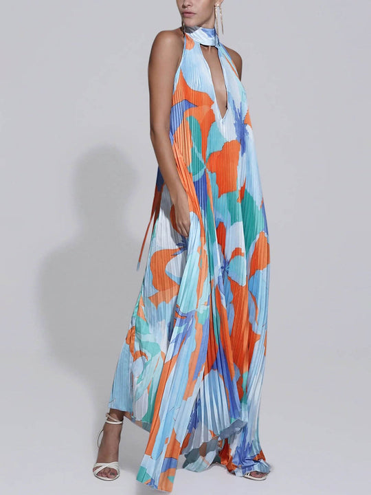 Heidi-Mode | Maxi Kleid Halter Plissee
