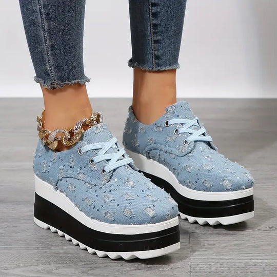 Heidi-Mode | Schuhe Geometrische Muster Auf Keilabsätzen